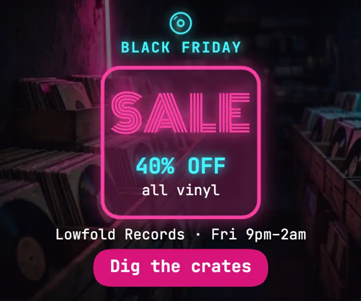 Black Friday record shop neon ad template