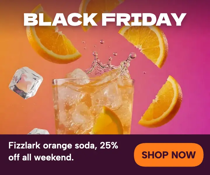 Fizzlark blood-orange soda Black Friday ad template
