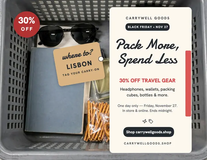 Carrywell Goods Black Friday packing flyer template
