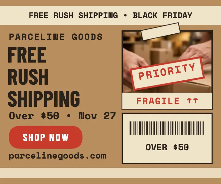 Parceline Goods Black Friday shipping ad template