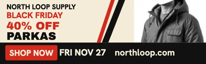 North Loop Supply Black Friday parka banner: black friday parka sale banner template