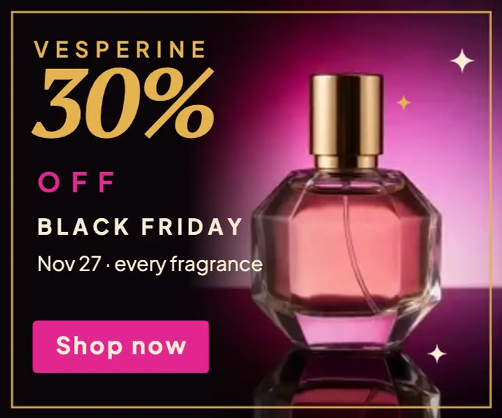 Black Friday perfume sale medium ad, 80s luxe template