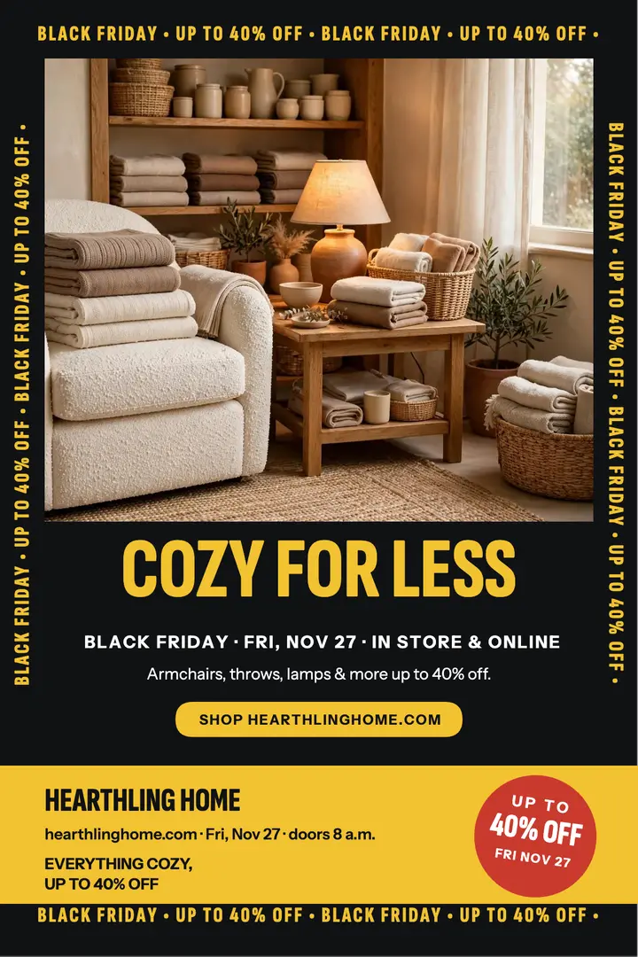 Hearthling Home Black Friday perimeter poster template