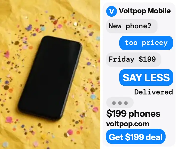 Voltpop Mobile Black Friday phone chat ad: black friday phone ad template