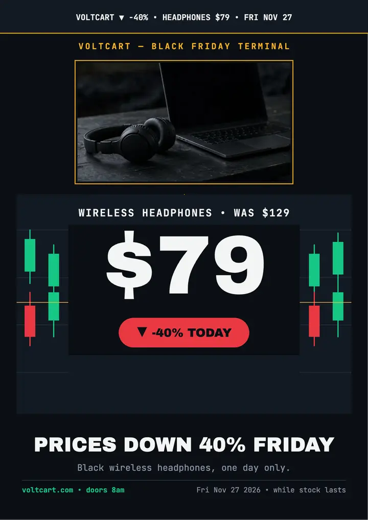 Voltcart Black Friday headphone price drop flyer template