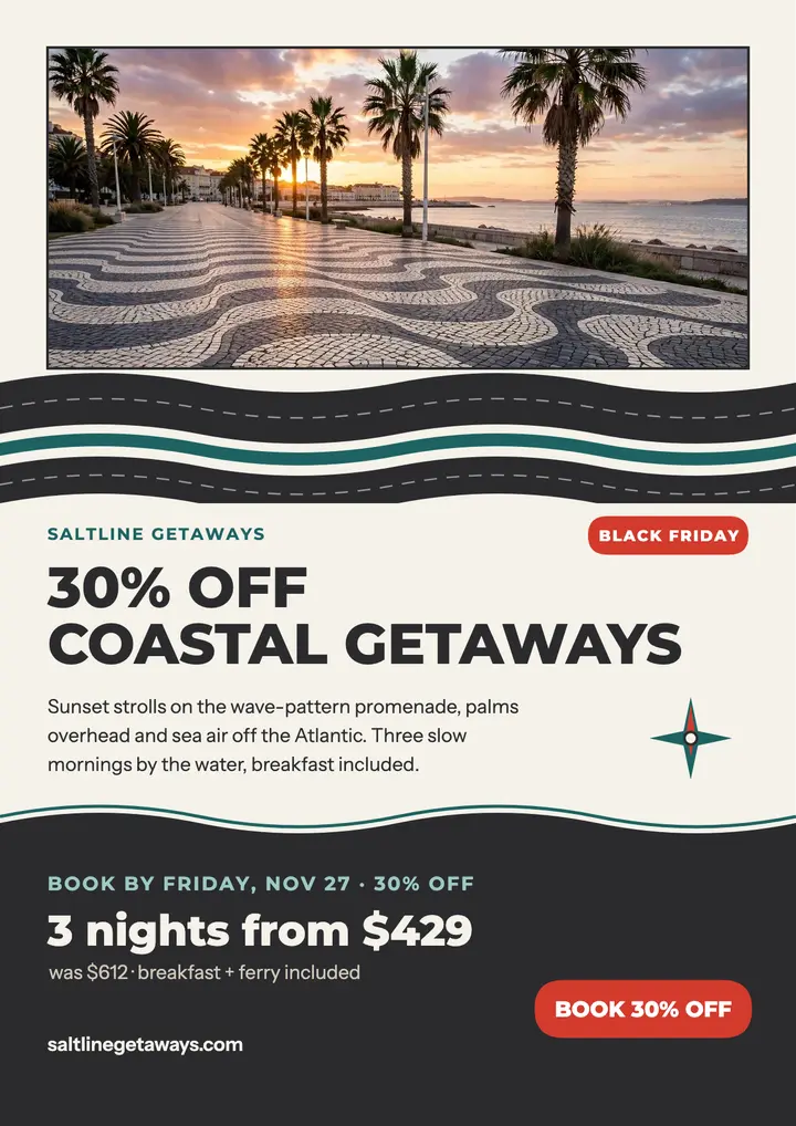 Saltline Black Friday promenade sale flyer template