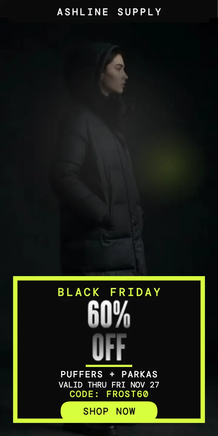 Ashline Supply Black Friday puffer ad template