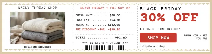 Daily Thread Black Friday receipt billboard: black friday sale billboard template