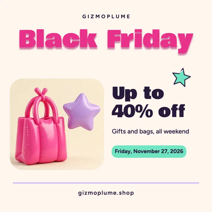 Gizmoplume Black Friday sale post, inflated 3D: black friday sale post template