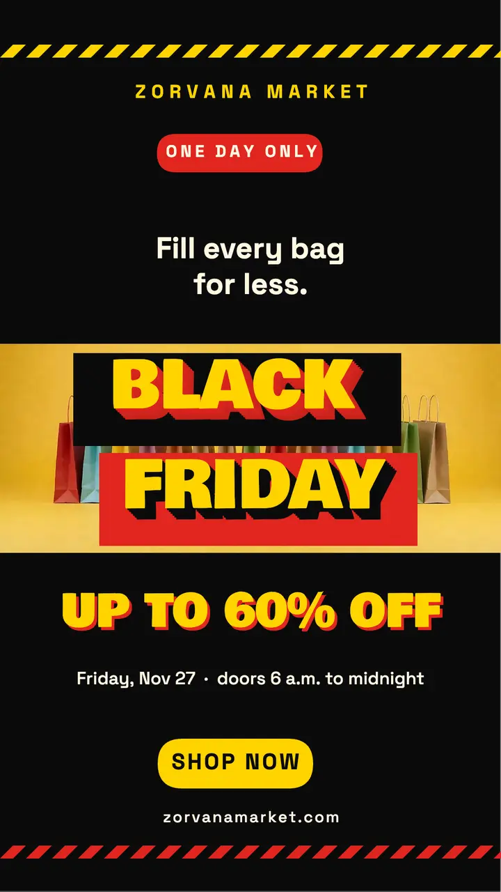 Zorvana Market Black Friday sale story: black friday sale story template