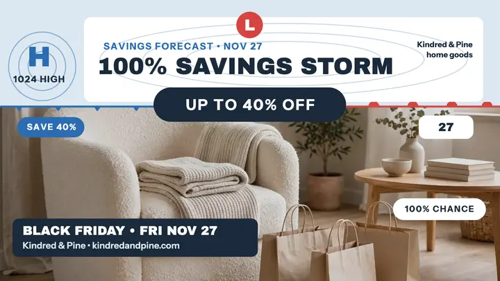Kindred and Pine Black Friday forecast thumbnail template