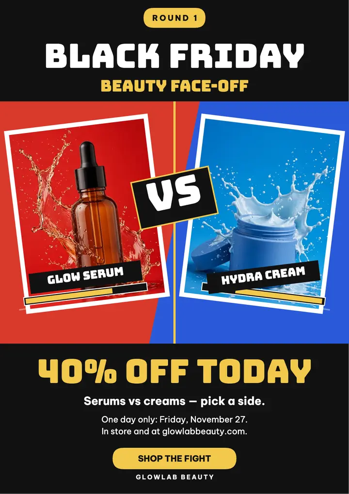 Glowlab Beauty Black Friday face-off flyer template