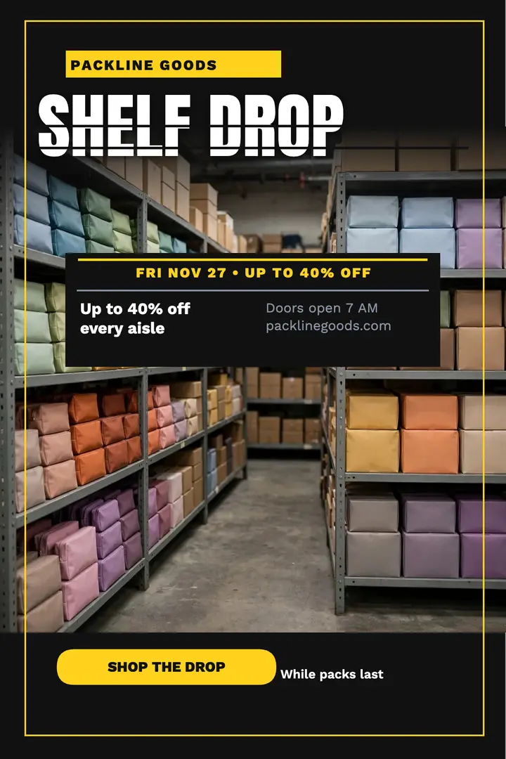 Packline Goods Black Friday shelf drop poster template