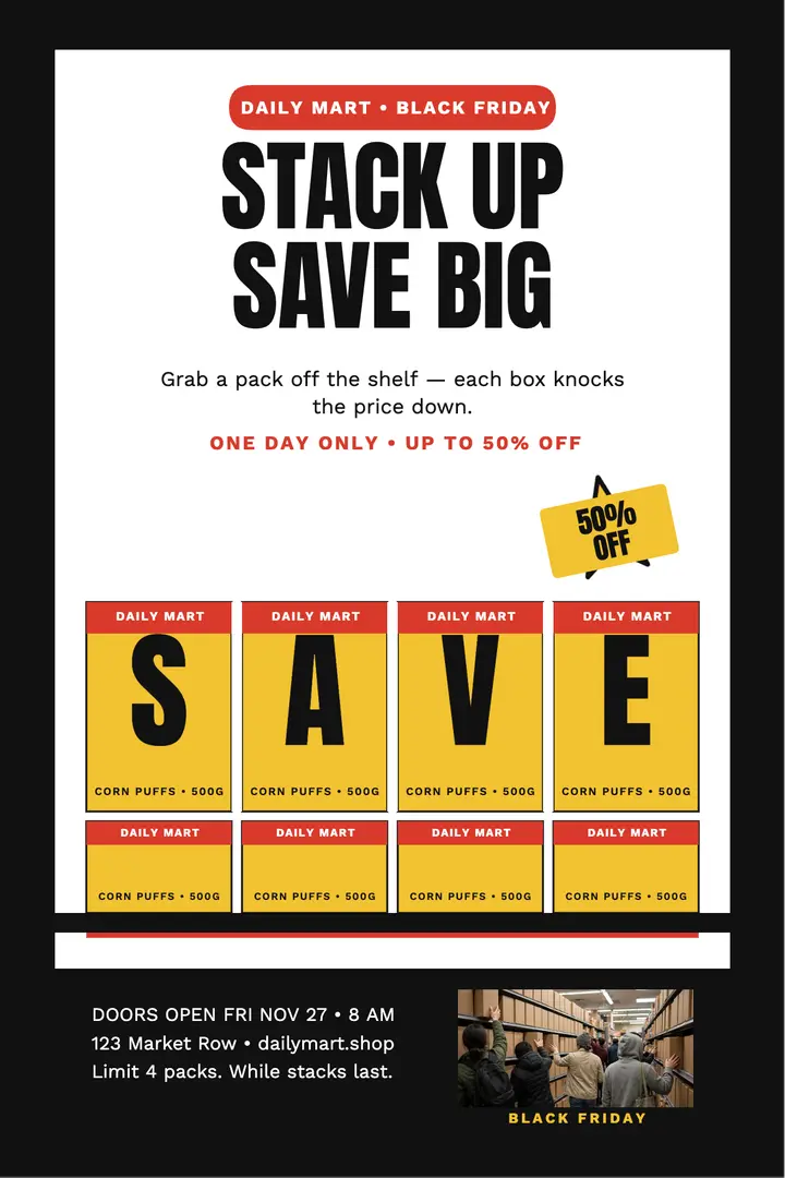 Daily Mart Black Friday shelf block poster template
