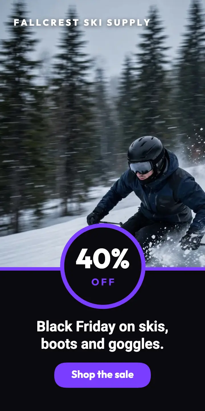 Fallcrest Black Friday ski half-page ad template