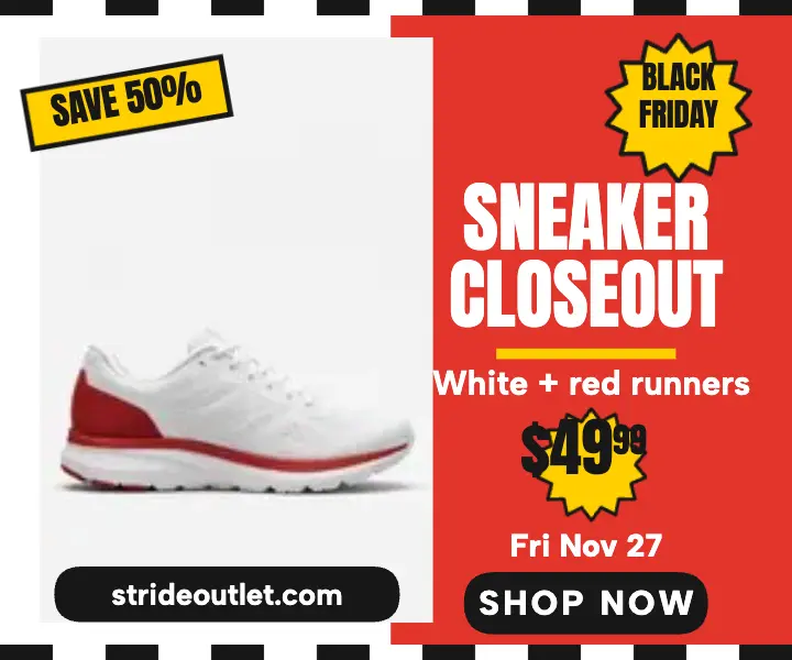 Stride Outlet Black Friday sneaker closeout ad template