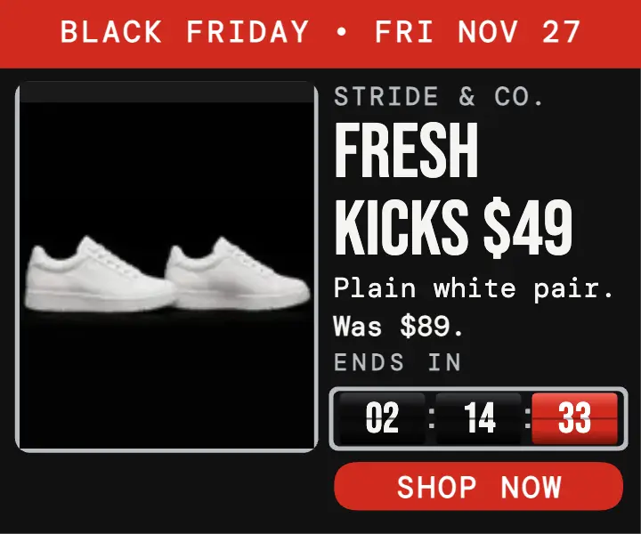 Stride and Co Black Friday sneaker counter ad template