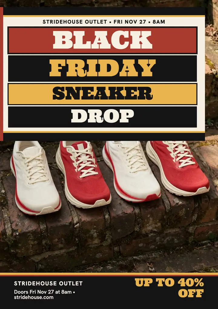 Stridehouse Black Friday sneaker drop flyer template
