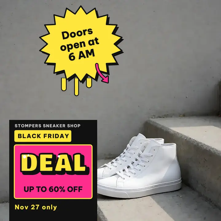 Stompers Black Friday sneaker deal, graffiti post template
