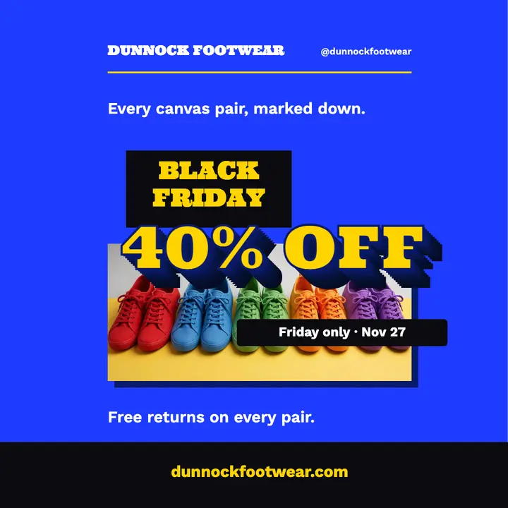Black Friday sneaker sale post, extruded block type template