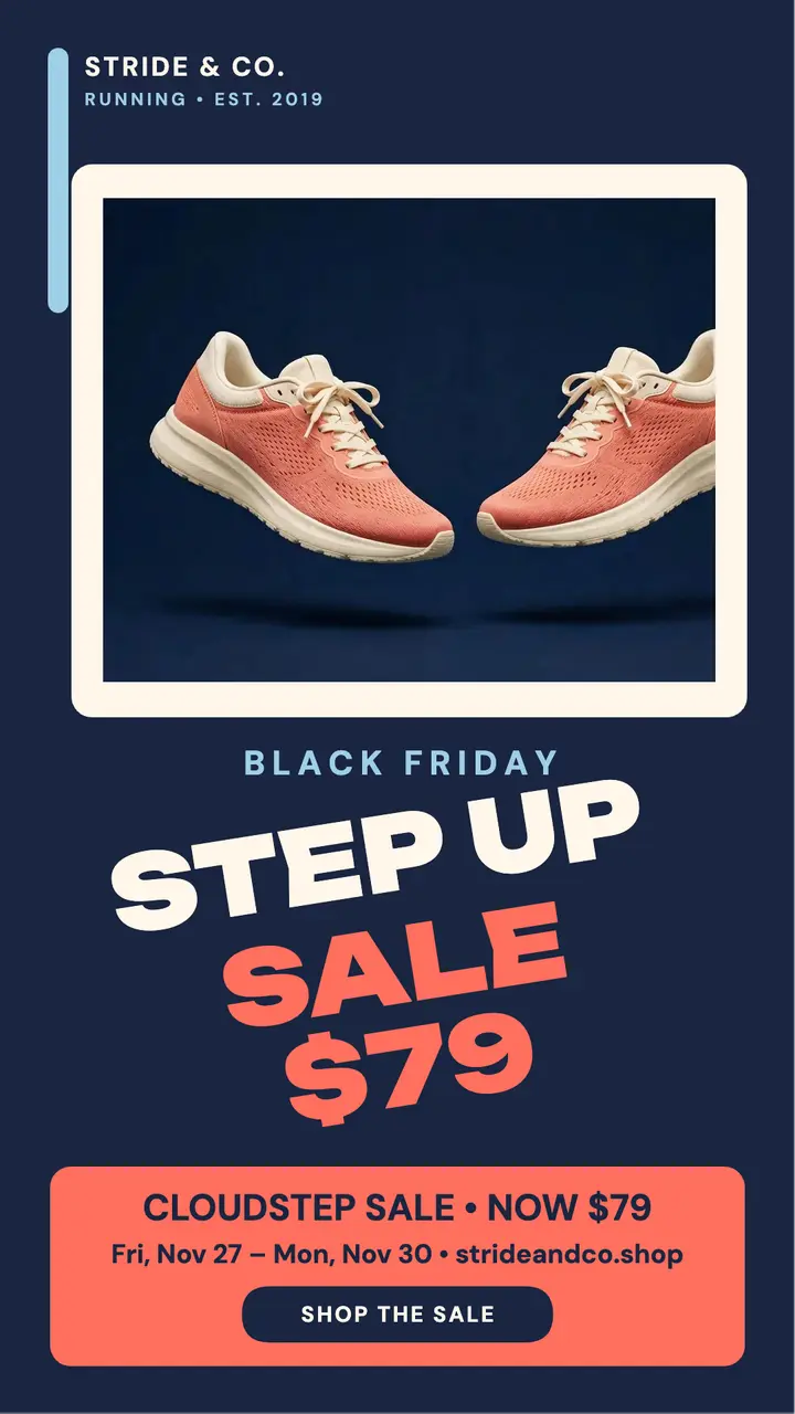 Stride and Co Black Friday sneaker sale story template