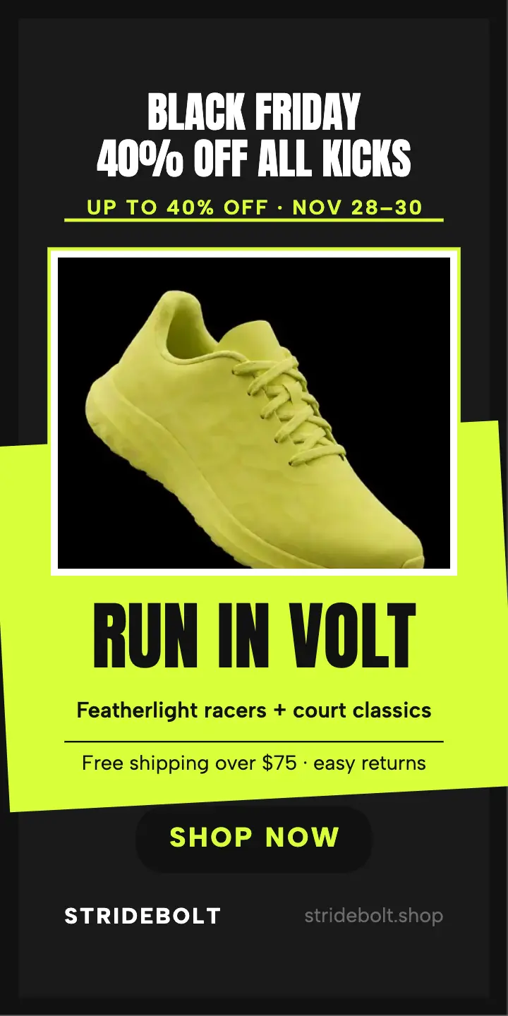Stridebolt Black Friday sneaker shard ad: black friday sneaker sale ad template