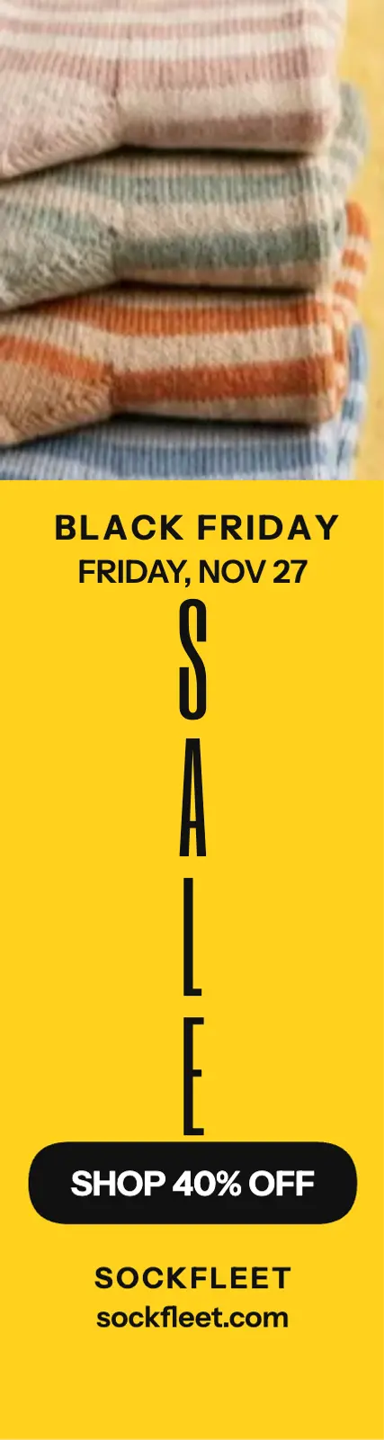 Sockfleet Black Friday sock sale skyscraper template