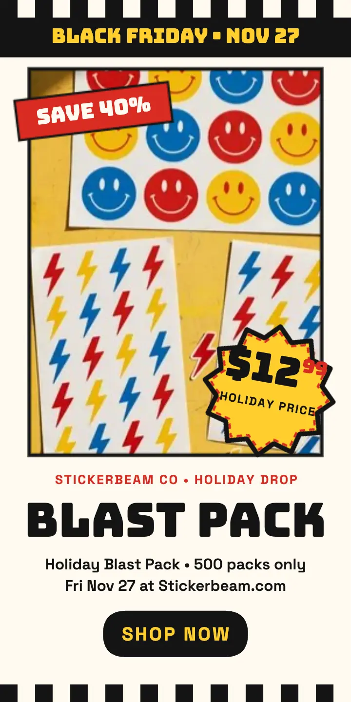 Stickerbeam Black Friday sticker pack ad: black friday sticker sale ad template