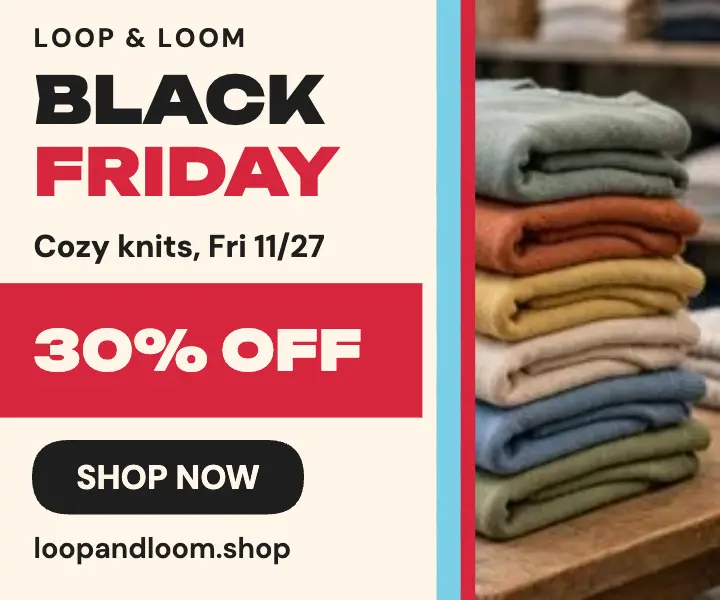Loop and Loom Black Friday sweater ad: black friday sale ad template