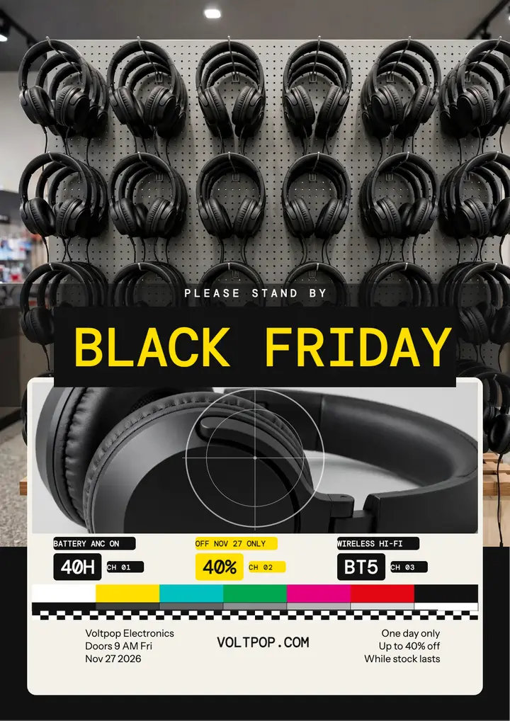 Voltpop Black Friday test card flyer template