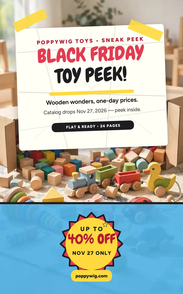 Poppywig Black Friday toy peek cover: black friday toy sale ebook cover template