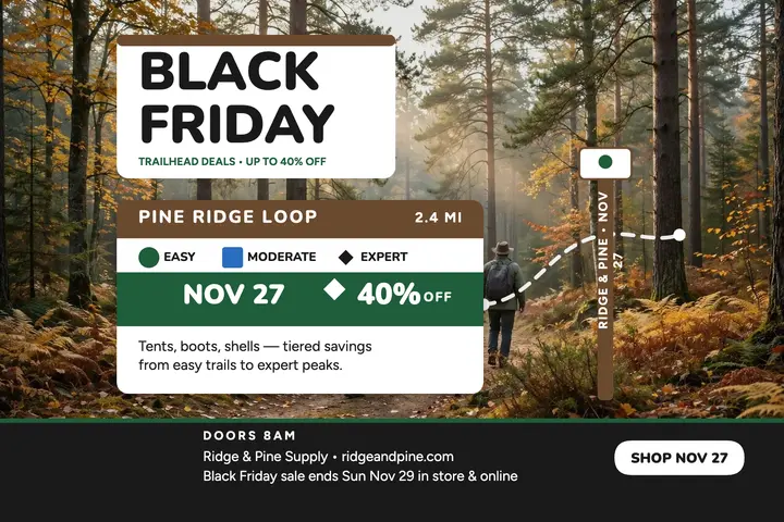 Ridge and Pine Black Friday trail deals template