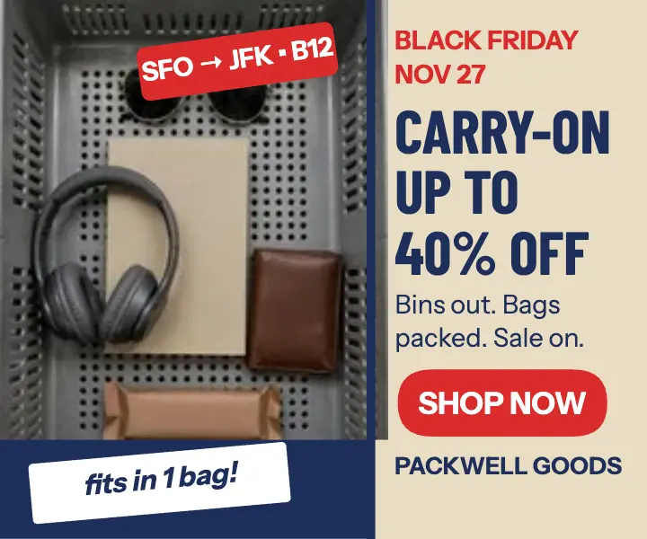 Packwell Goods Black Friday carry-on ad template