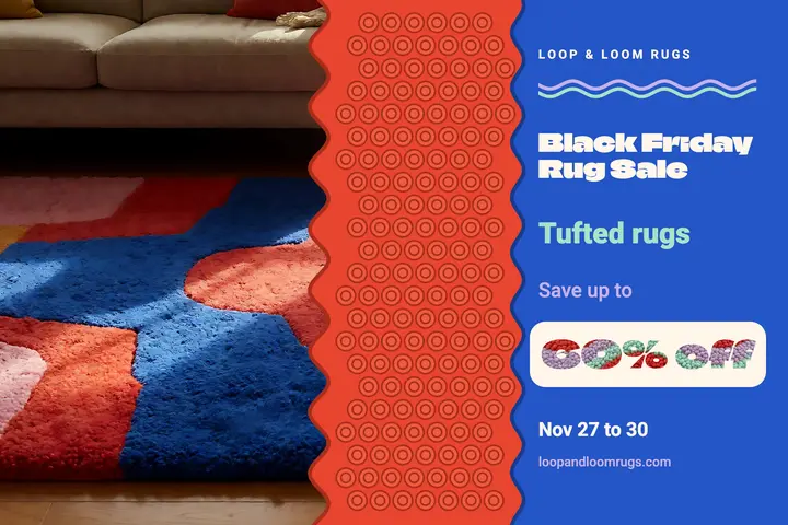 Loop & Loom Rugs Black Friday rug sale postcard: black friday sale postcard template