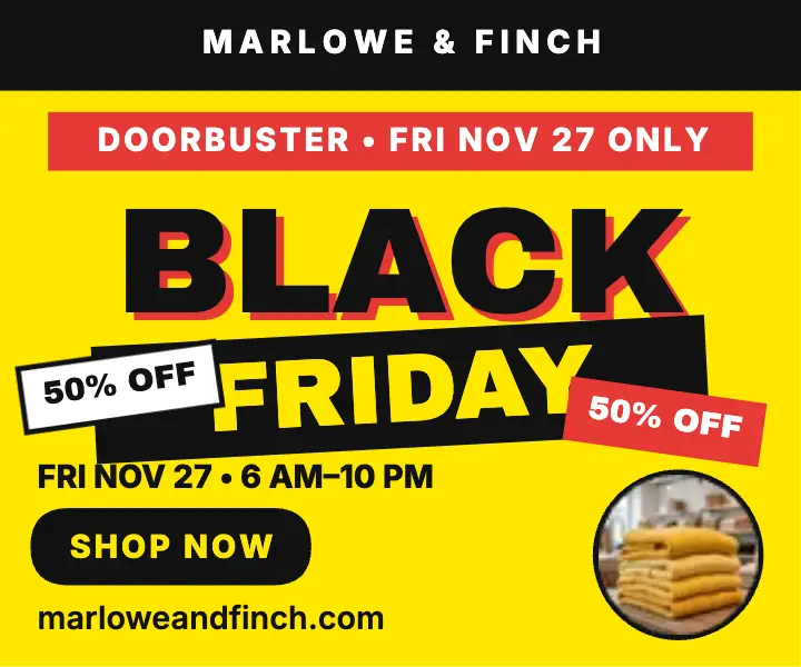 Marlowe and Finch Black Friday type ad template