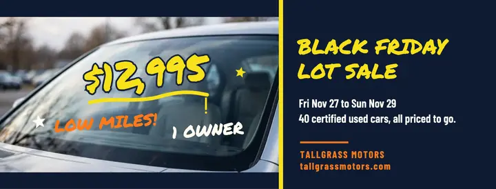 Tallgrass Motors Black Friday lot sale cover: used car black friday cover template