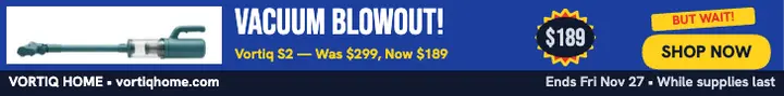 Vortiq Black Friday vacuum leaderboard template