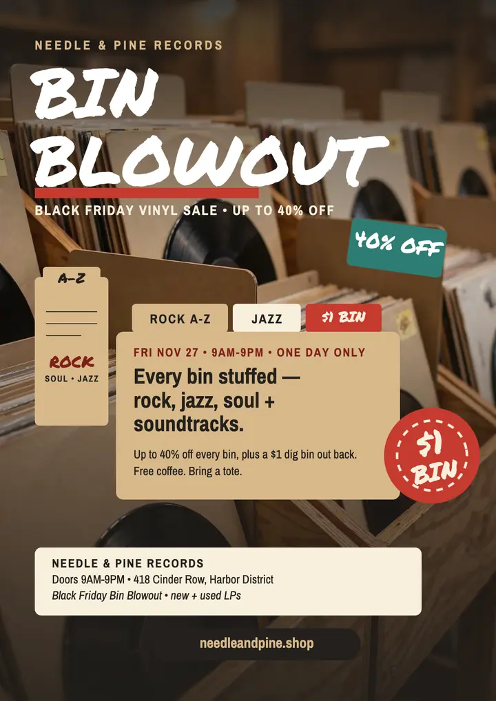 Needle and Pine Black Friday bin blowout flyer template