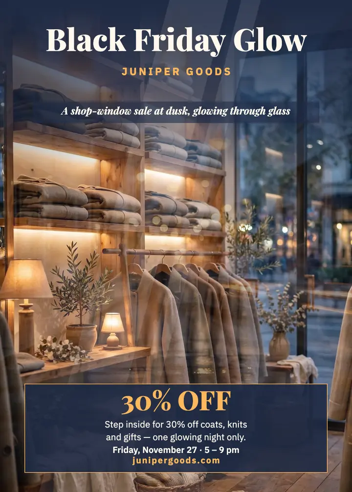 Juniper Goods Black Friday window invitation template