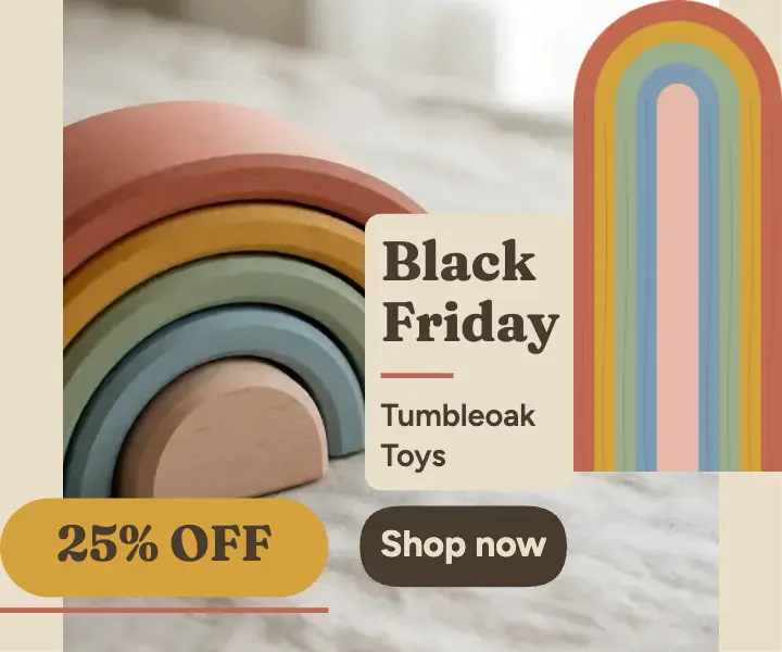 Tumbleoak Toys Black Friday wooden rainbow ad: black friday toy ad template