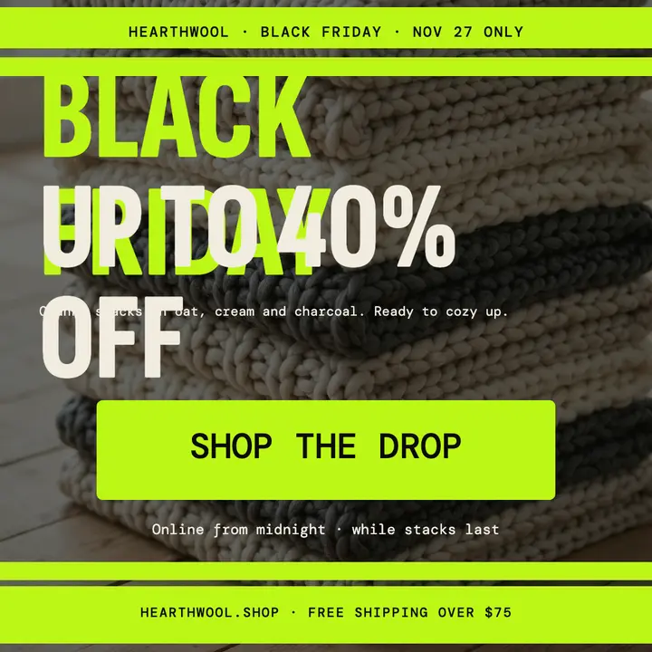 Hearthwool Black Friday wool blanket sale post: black friday sale post template