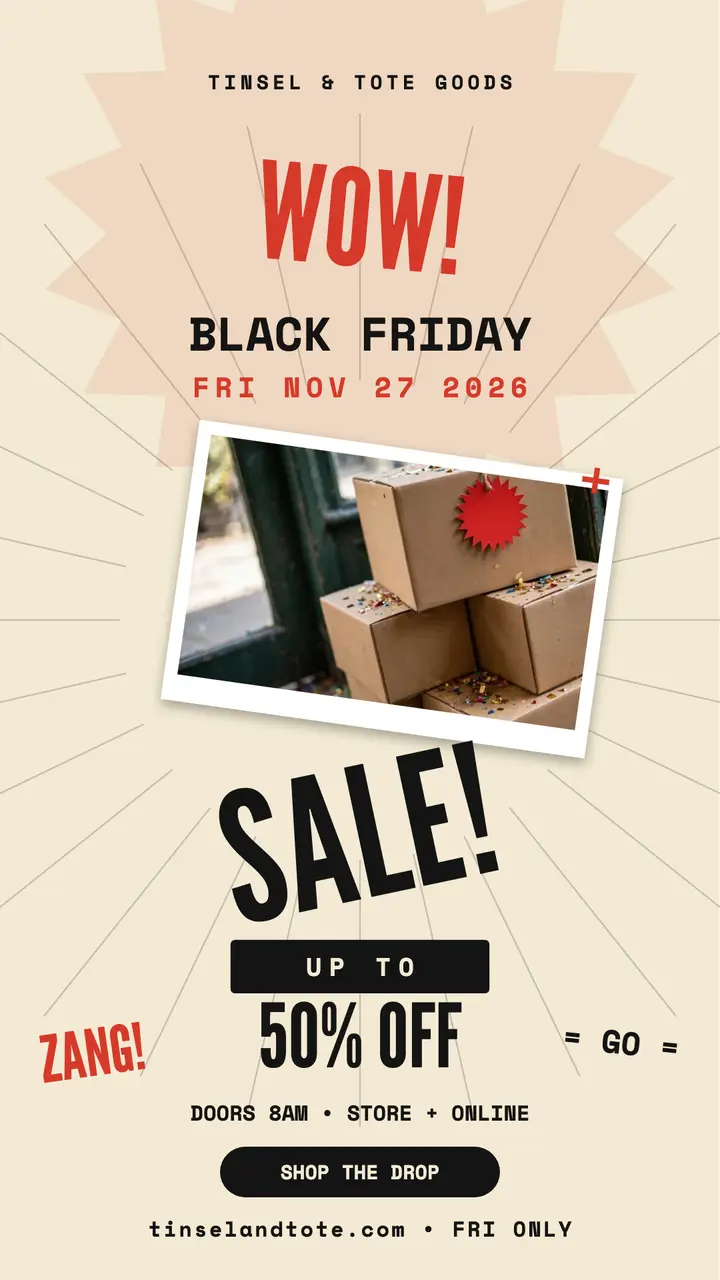 Tinsel and Tote Black Friday burst story: black friday sale story template