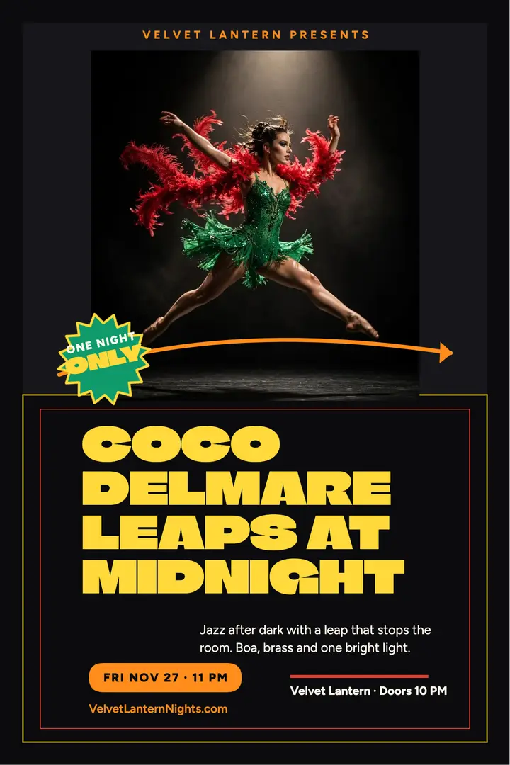 Coco Delmare midnight cabaret poster: cabaret poster template