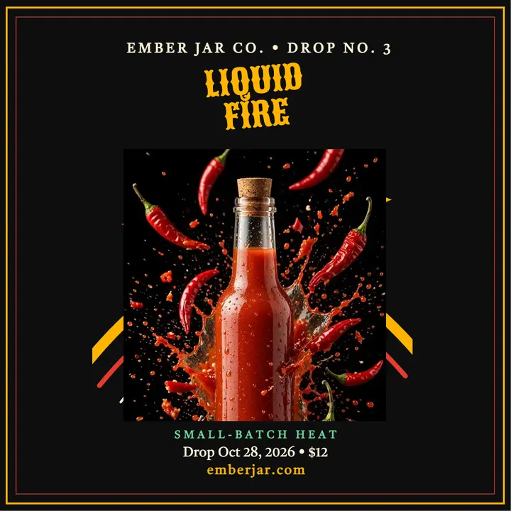 Ember Jar hot sauce drop post template