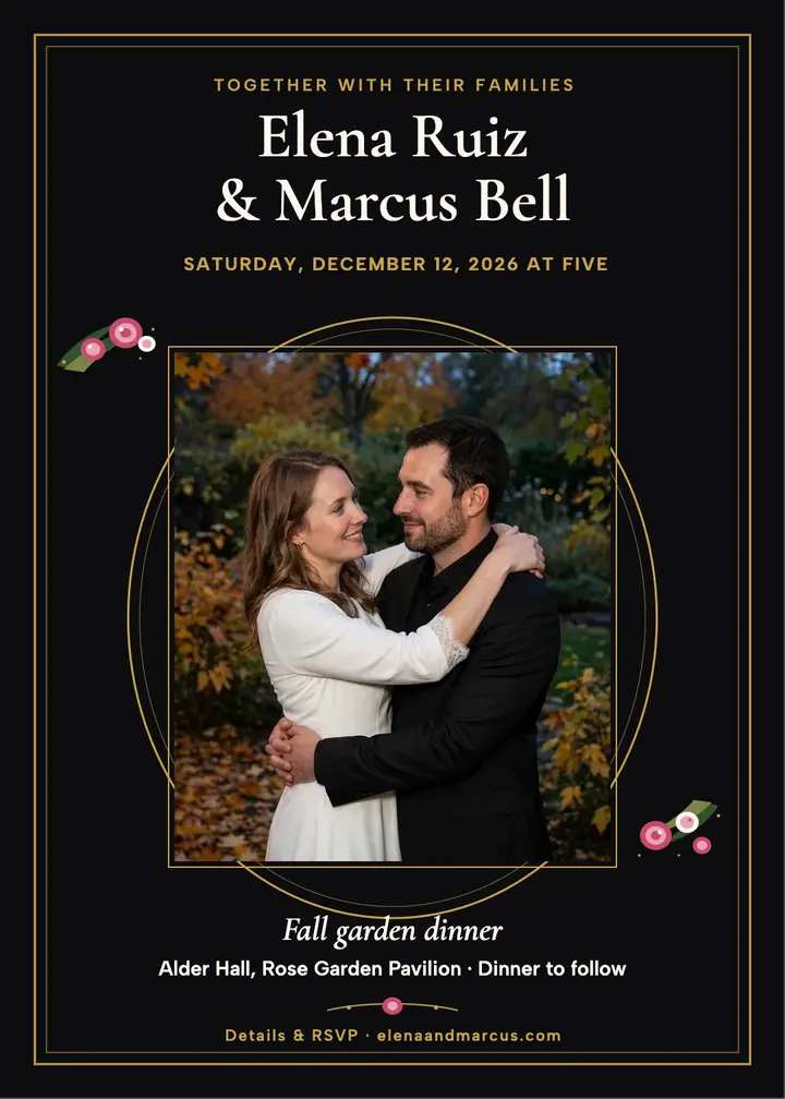 Elena and Marcus fall garden invitation template