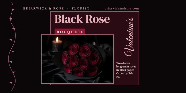 Briarwick & Rose black rose bouquets, dark romance post template