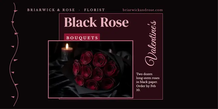 Briarwick & Rose black rose bouquets, dark romance post template