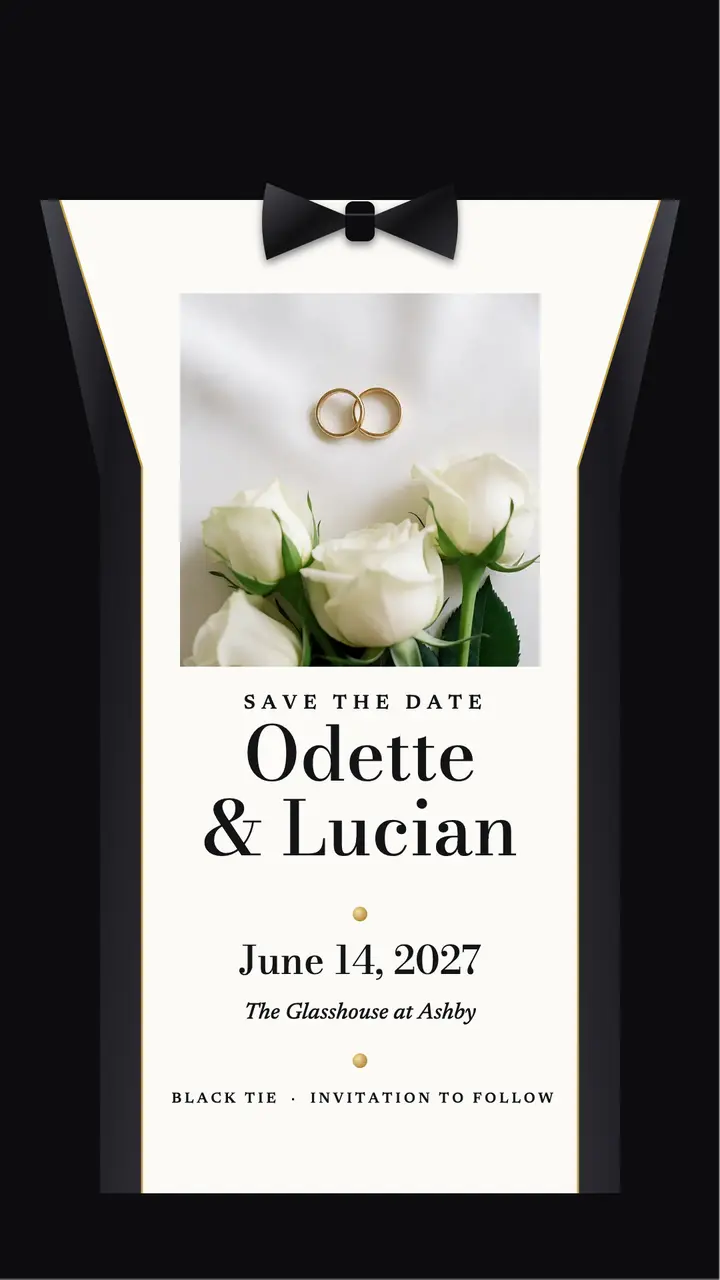Odette and Lucian save the date story template