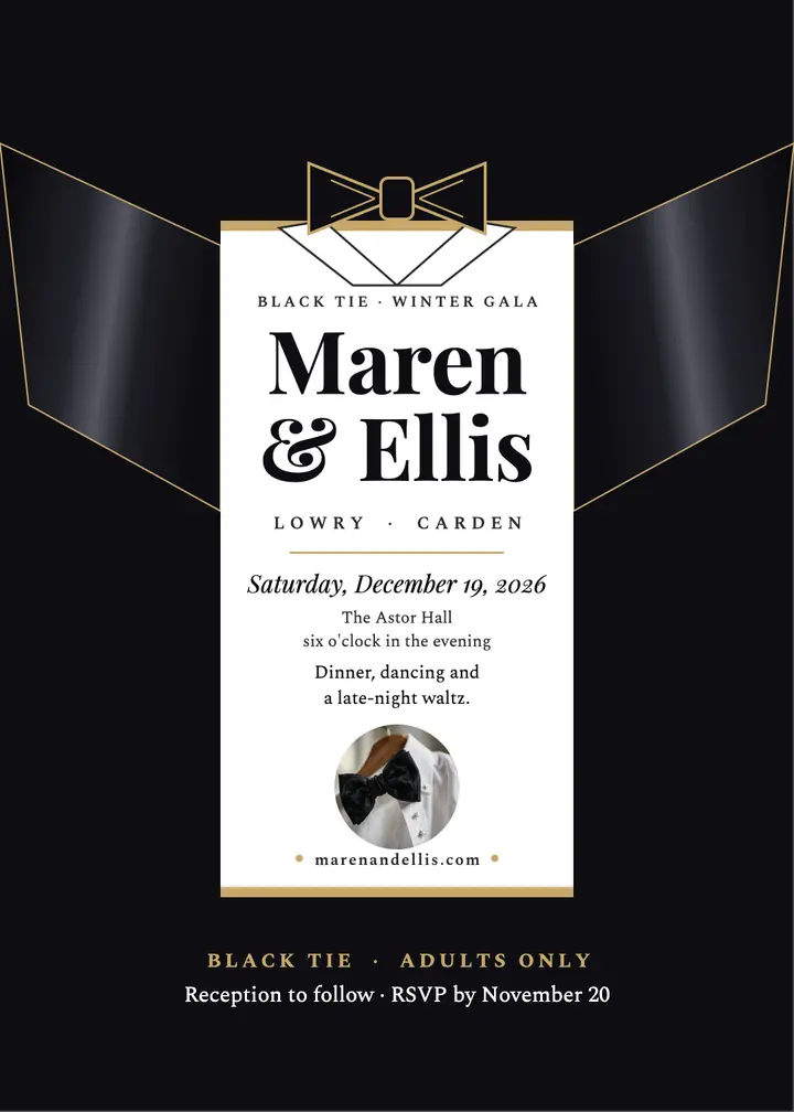 Maren and Ellis black-tie tuxedo invite template