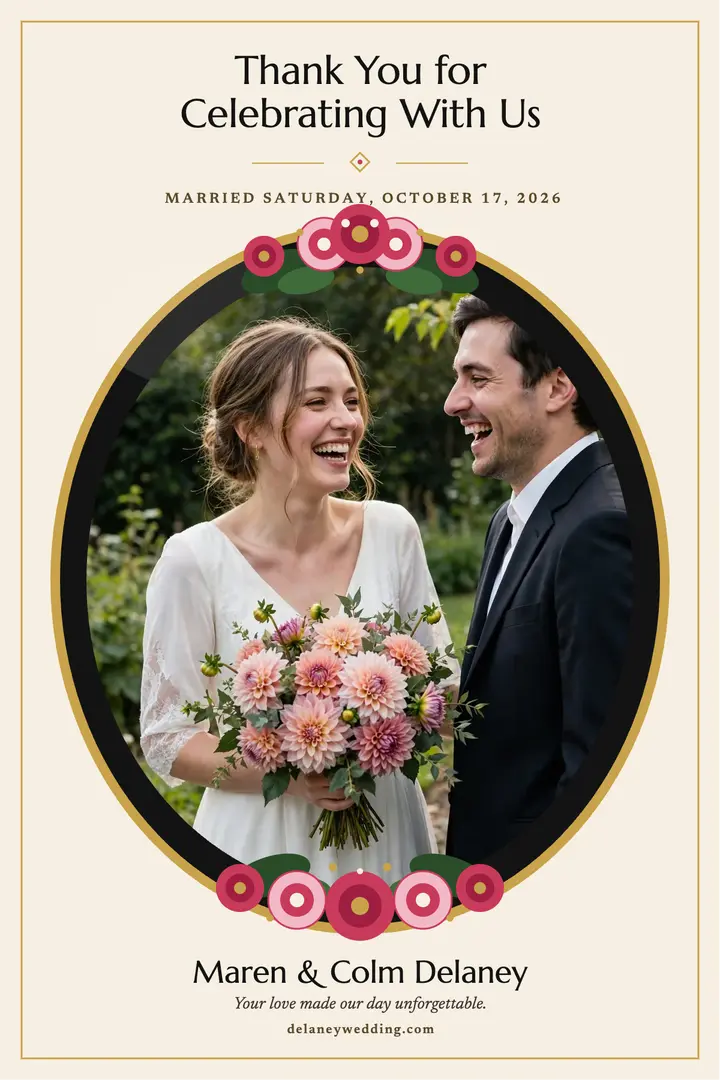 Maren and Colm black tray thank you poster template